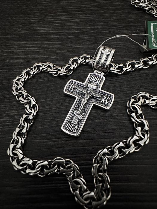 Серебряная цепочка с крестиком 925 пробы