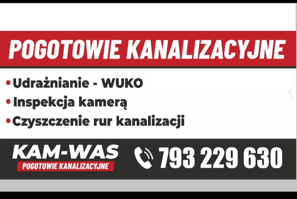Pogotowie kanalizacyjne 24/H udrażnianie czyszczenie rur wuko  hydraul