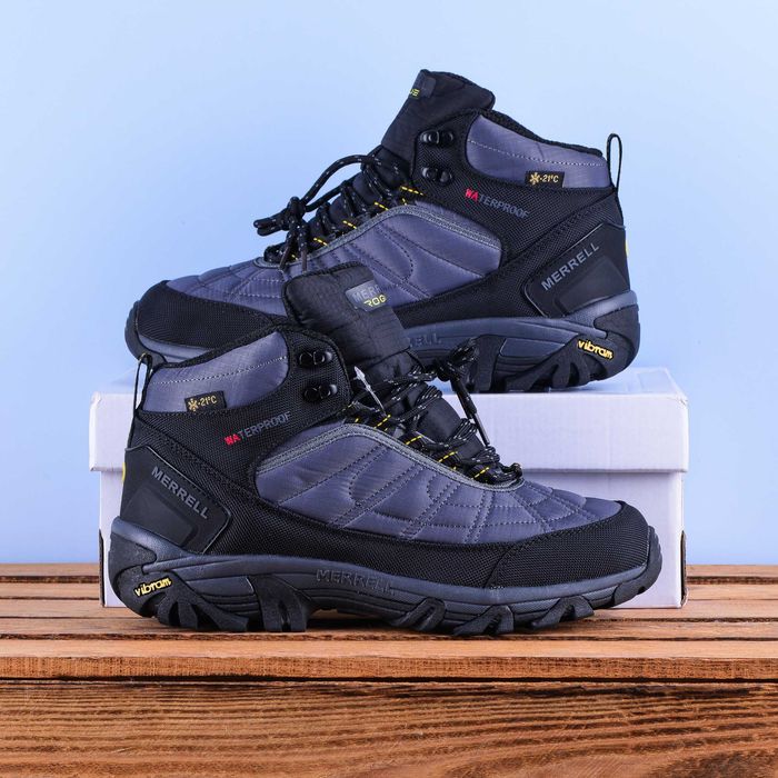 (2134) Зимові Кросівки Черевики Merrell Rogue (41-46)  високі з хутром чорні з сірим, мерел меррелл