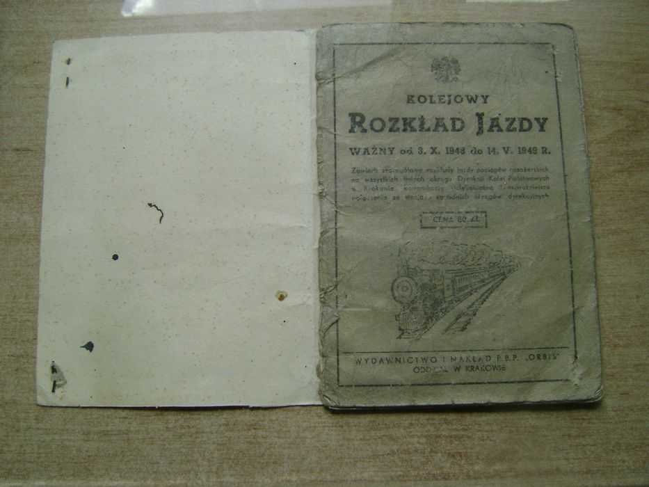 Starocie z PRL - P.K.P. = Kolejowy Rozkład Jazdy od 3.X.1948 r. do 14.V.1949 r. UNIKAT muzealny