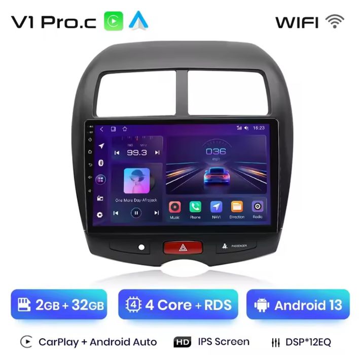 Rádio android Mitsubishi ASX 1 de 2010-16 Carplay GPS wifi 2/32GB NOVO