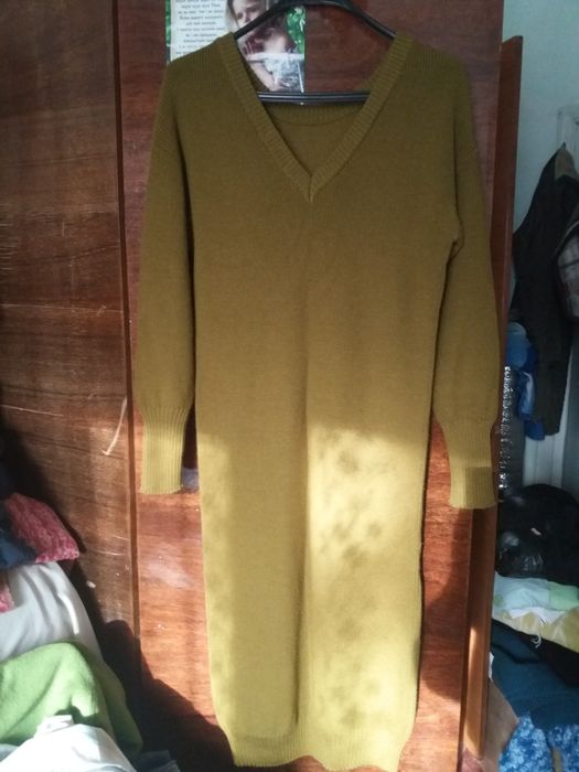 теплые платье.табачное