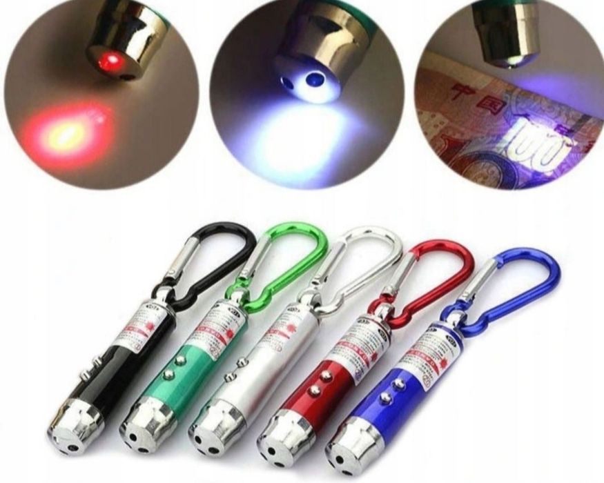 Laser Wskaźnik Laserowy Brelok Latarka Tester UV Ultrafiolet Dla Kota