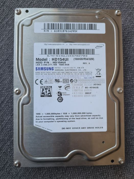 Disco Samsung WD HD154UI  sem USO, de 1.5GB