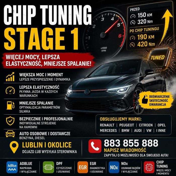 CHIP TUNING  - Więcej mocy, lepsza elastyczność, mniejsze spalanie