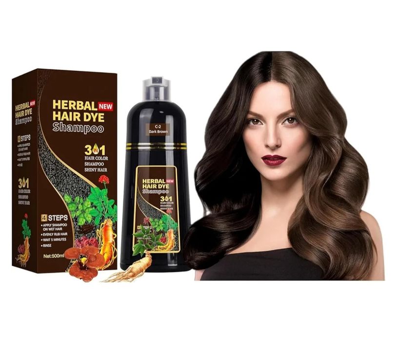 Dark Brown Hair Dye Shampoo, 500 ml, szampon do farbowania włosów, ciemnobrązowy