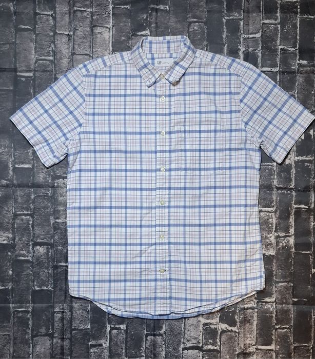Koszula męska Gap, krótki rękaw, kratka, lato, 100% cotton, premium