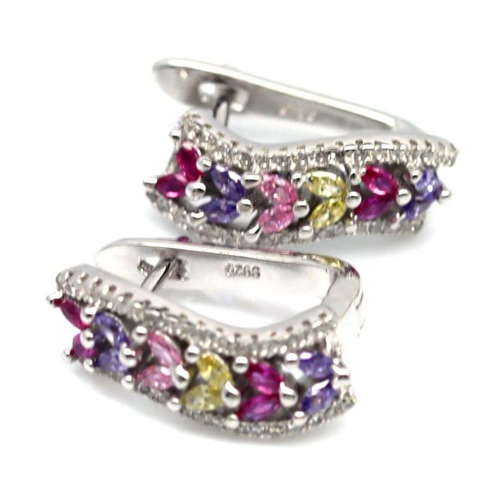 Серьги из серебра 925 пробы с кубическим цирконием необычного цвета