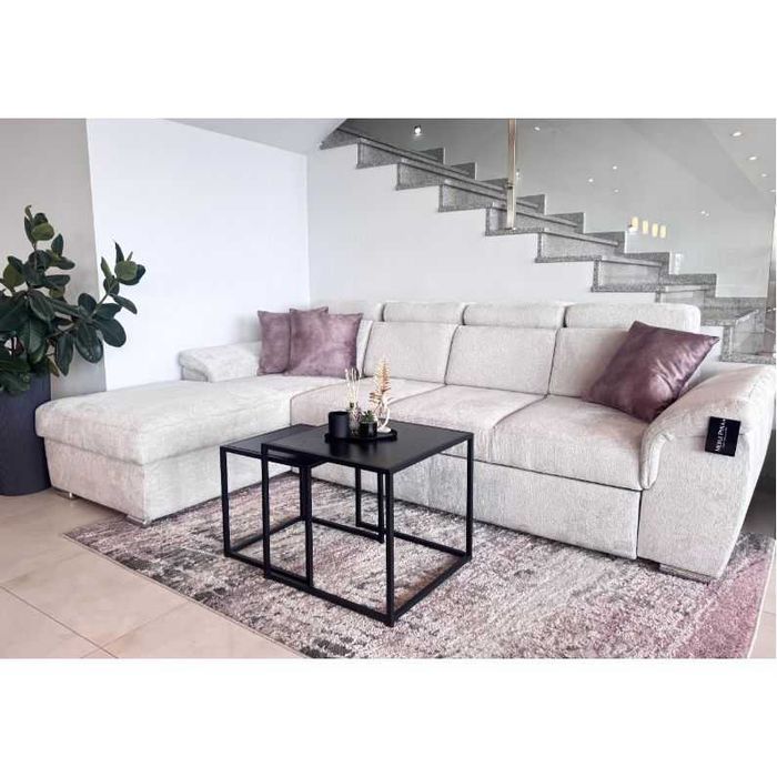 Cayenne narożnik o smukłej formie w tkaninie z funkcją spania