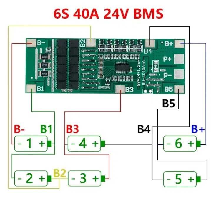 Плата бмс bms 6s 40a 24v