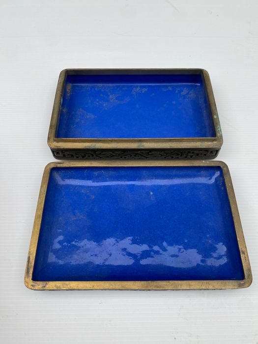 Caixa Laca Chinesa Cinnabar Séc XIX 15,5 cm