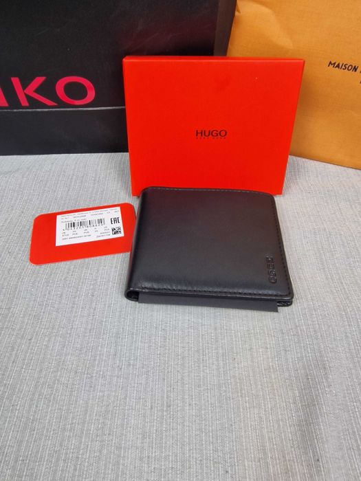Portfel męski Hugo Boss czarny komplet pudełko premium