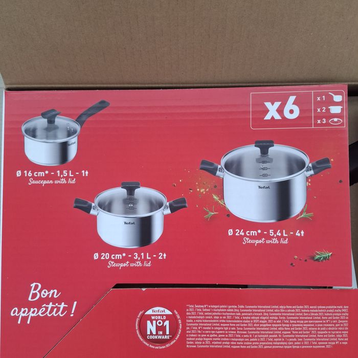 Zestaw garnków stalowych Tefal Delicious, 6 elementów, srebrne