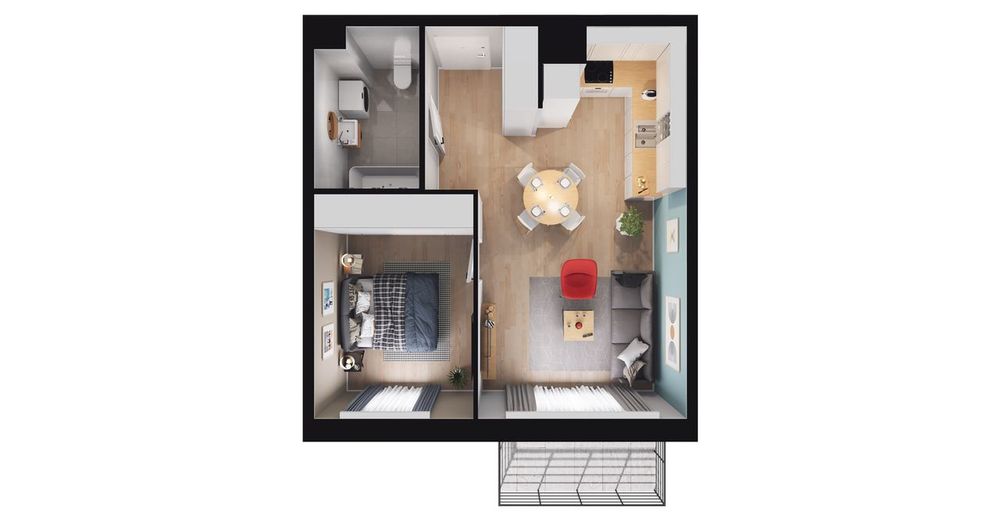 2-pokojowe mieszkanie 42m2 + balkon