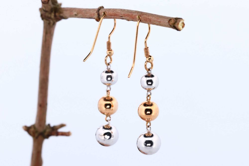 Złote wiszące kolczyki - au 375