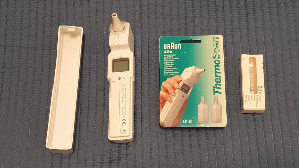 BRAUN ThermoScan termometr douszny produkcja USA + 55 kapturki