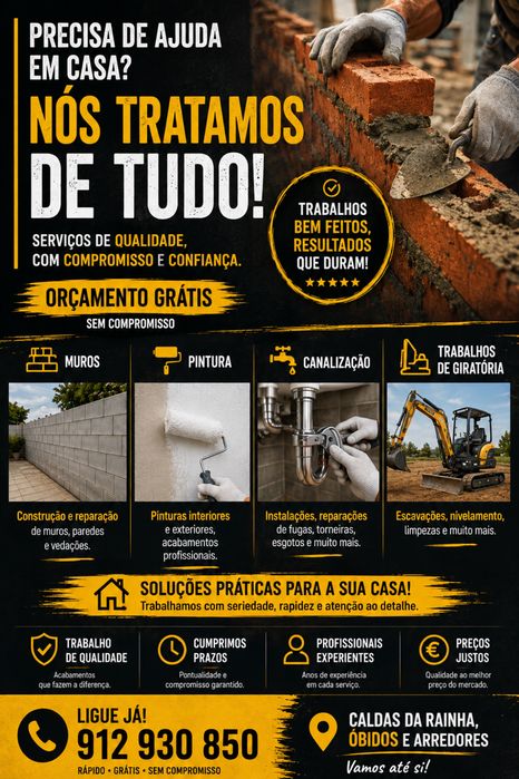 Servico de pedreiro | Muros, chão, canalizaçao, pintura