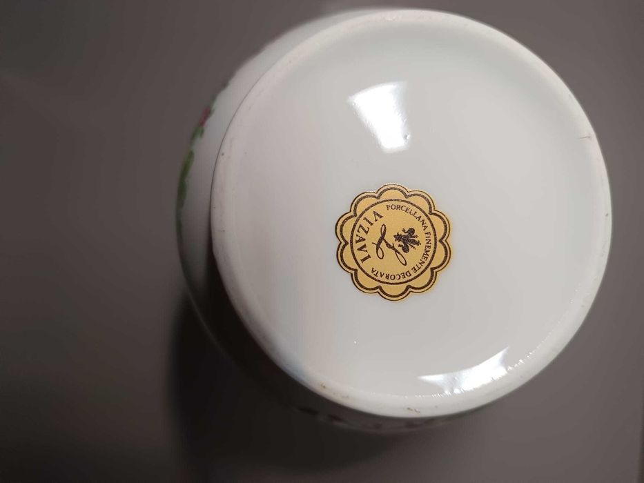 Jarra Limoges Vizavi – Porcelana Fina, Pintura Floral com Dourados