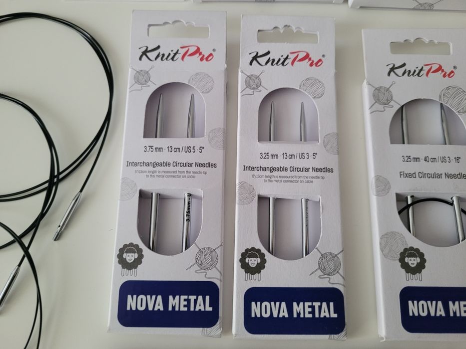 Knitpro Nova druty metalowe 13cm 10cm wymienne Special żyłki Swivel