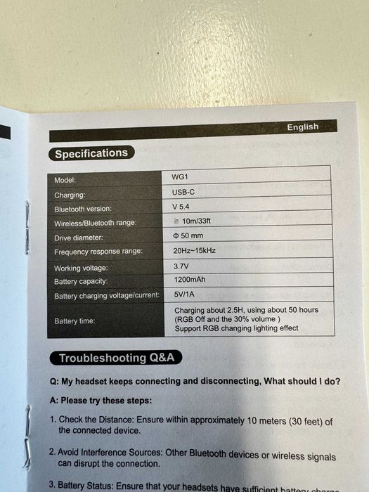 Weseary wg1 słuchawki gamingowe  bezprazewodowe 2.4GHz bluetooth led pc ps4