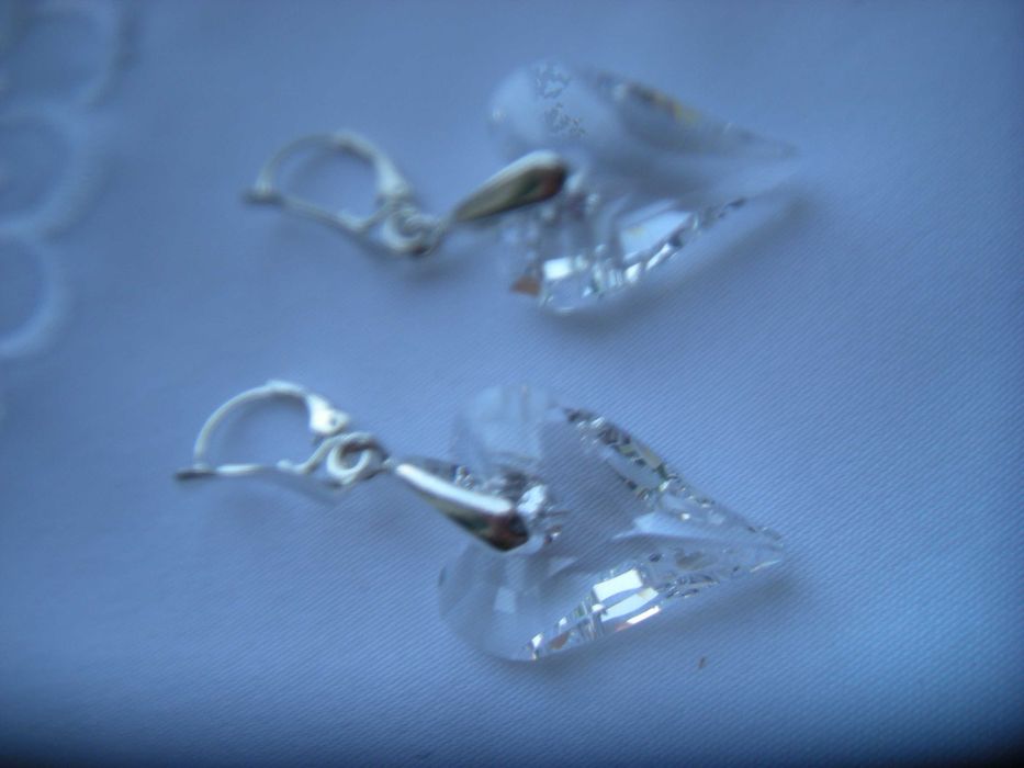 kolczyki 5,5cm kryształy Swarovski duże serca crystal 28mm