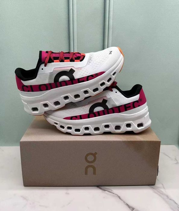 Buty do biegania On Cloudmonster dla kobiet, białe i czerwone r.39