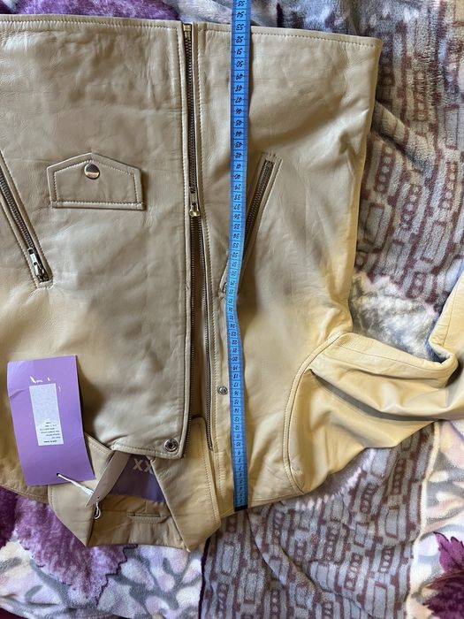 Jjxx куртка косуха шкіряна натуральна кожа бежевий колір