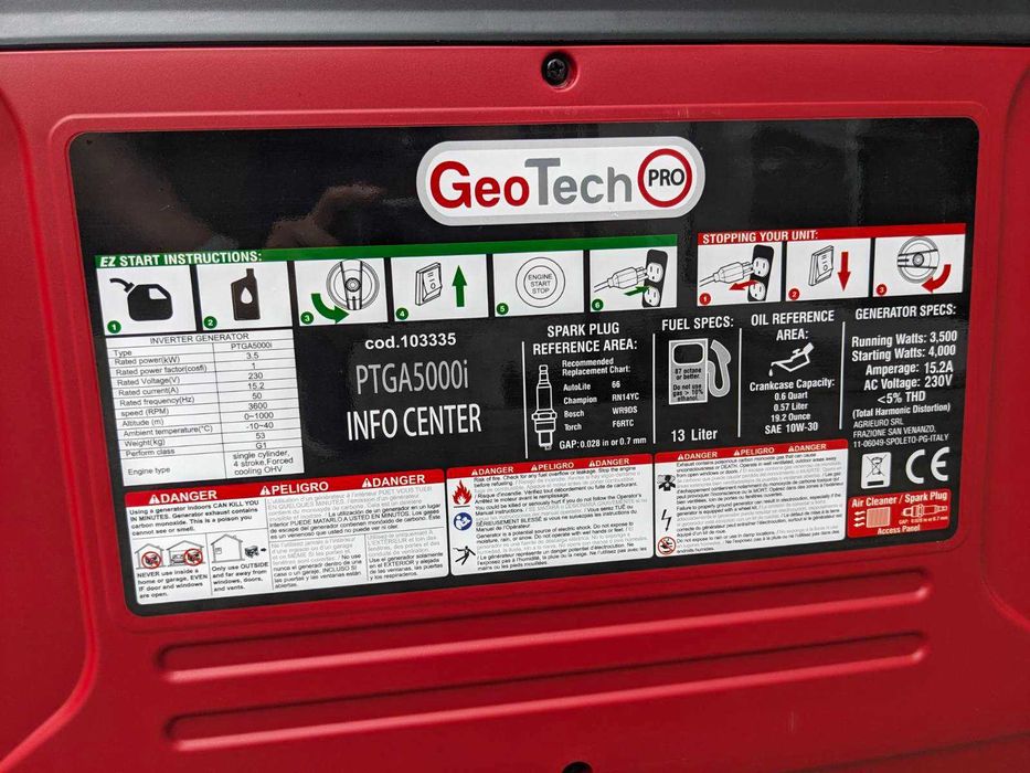 Нові 9 штук - генератори GEOTECH PTGA 5000I - Інверторний 3.5 квт