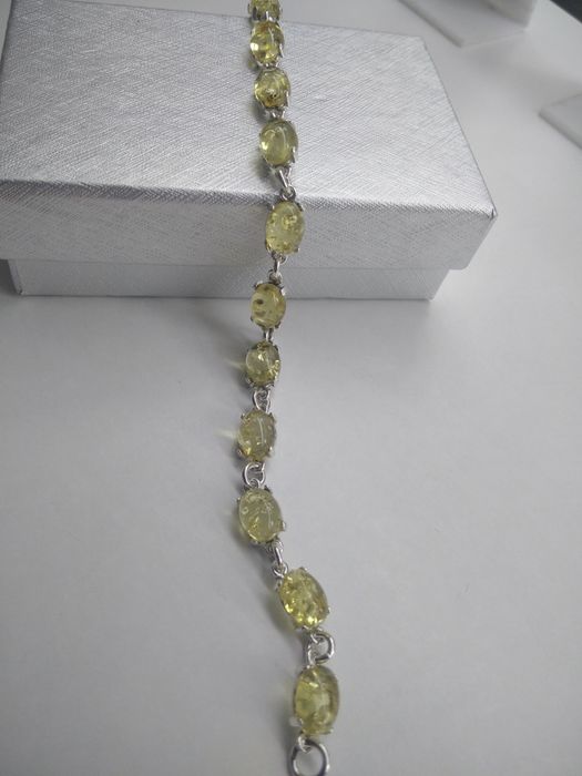 Srebrna bransoletka z bursztynami srebro 925 długość 18 cm 939
