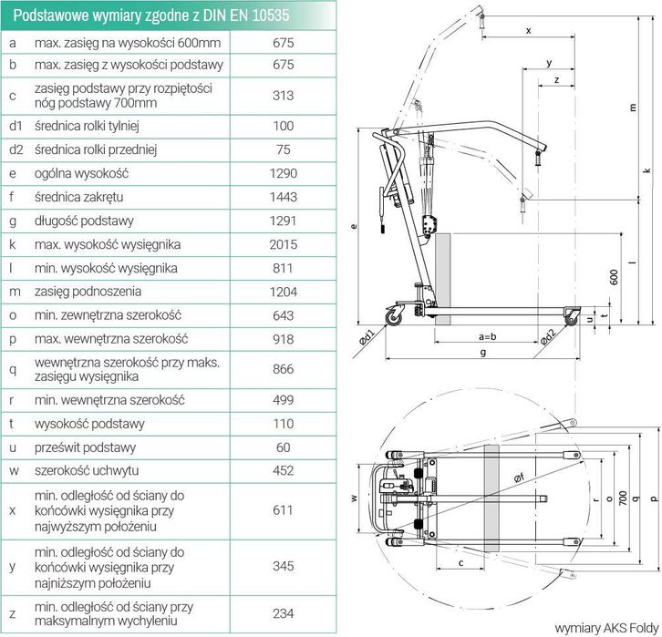 Wynajem Wypożyczalnia Podnośnik Pacjenta AKS FOLDY z kamizelką ,chusta