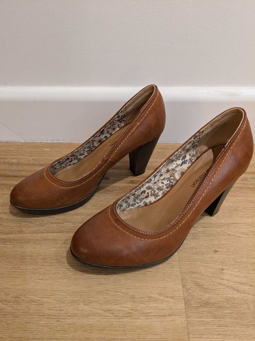 buty clara barson, obcas, brązowe