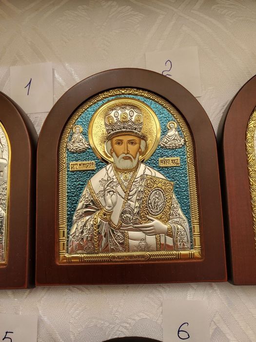 Икона греческая серебро+дерево