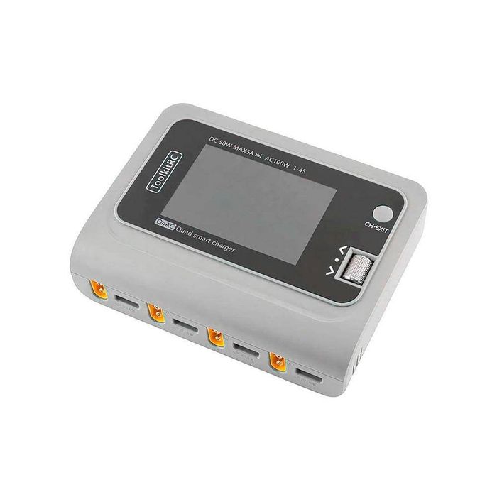 Зарядний пристрій ToolkitRC Q4AC 4x50W AC/DC Smart Charger XT60 Блок живлення AC 100W