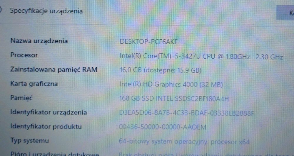 Laptop HP EliteBook Folio 9470m / 16GB RAM / 168 GB SSD / czysty windows 10 / gotowy do pracy