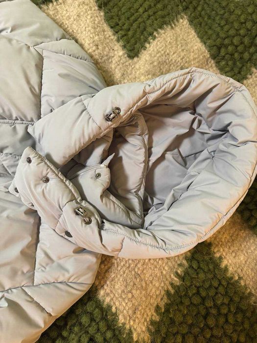 Довгий пуховик, сірий