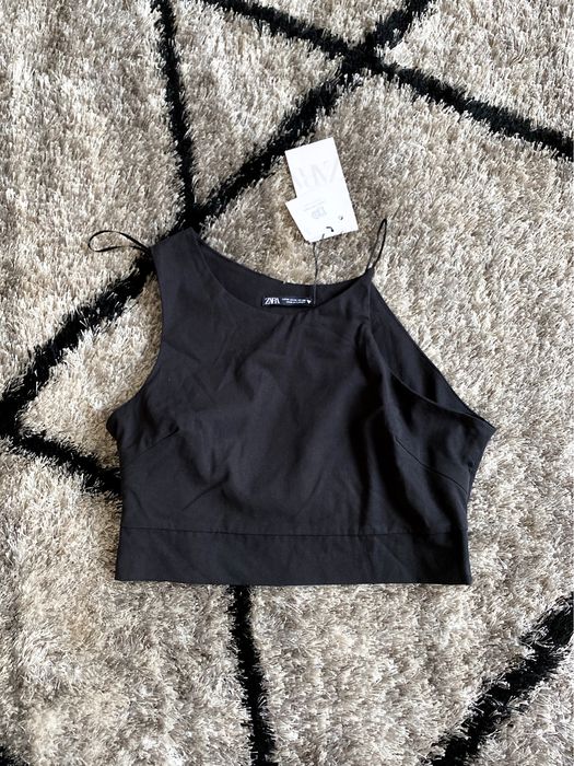 Czarny asymetryczny croptop bluzka rozmiar M marka ZARA na lato wakacj