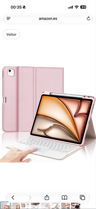 Capa Teclado Bluetooth Rosa com Touchpad para iPad