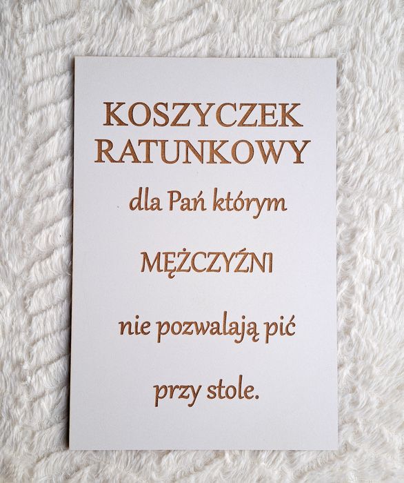 Tablica ślubna dla Pań którym mężczyźni nie pozwalają pić przy stole
