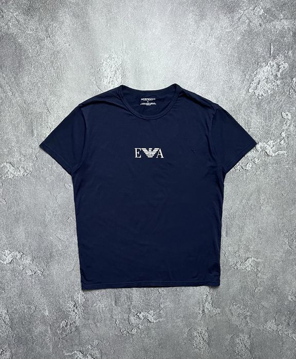 Вінтажна футболка Emporio Armani Jeans EM7 емпоріо армані джинс біг лого великий логотип на лампасах розмір Xl колір синій
