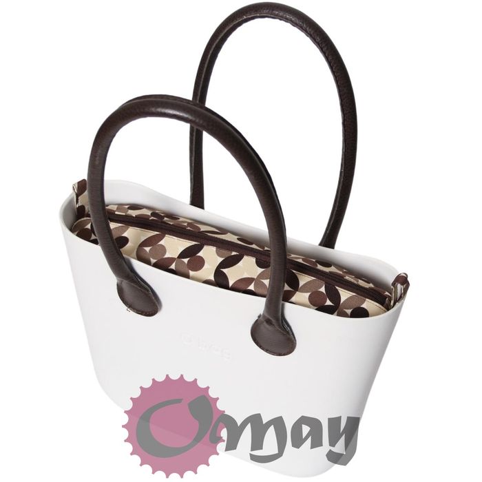 Brązowy organizer do OBAG MINI kalejdoskop brąz-beż 2 kieszenie OMAY