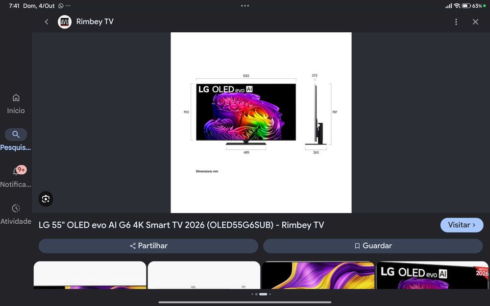 TV OLED LG G56ls 55 polegadas NOVA.