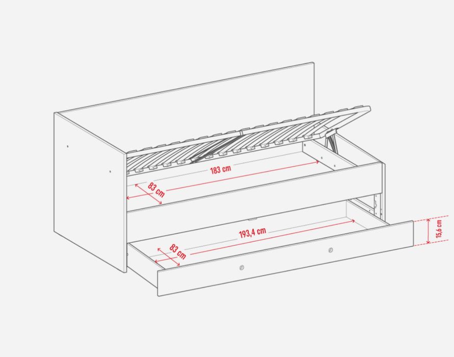 Łóżko Vox 90x200 z miejscem na posciel i dodatkowa szuflada