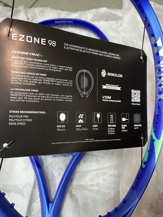 Тенісна ракетка Yonex Ezone 98/100 Blast Blue (305/300/285 g)