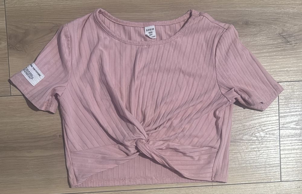 Shein top crop prążkowany różowy 10 lat