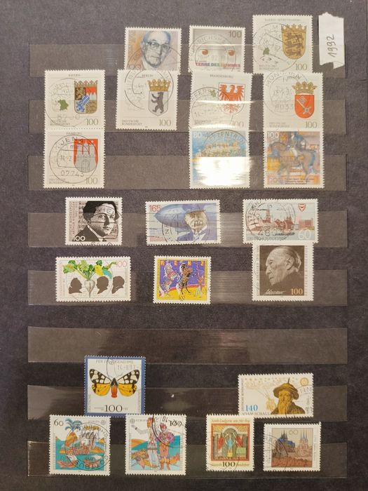 Niemieckie znaczki stemplowane z rocznika 1992