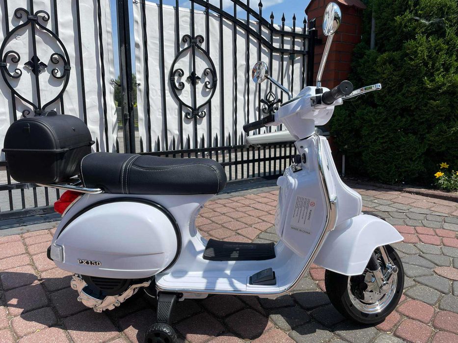 NOWY Motor Skuter na akumulator dla dzieci Vespa 2 Silniki Skóra