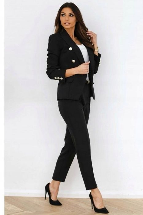 Garnitur czarny EDAN Balmain marynarka + spodnie M(38)