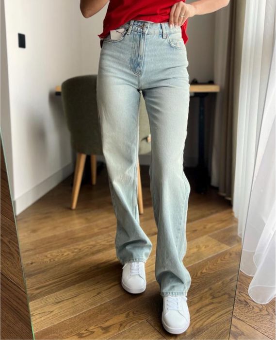 Жіночі джинси прямі zara 38 straight high waist джинсы