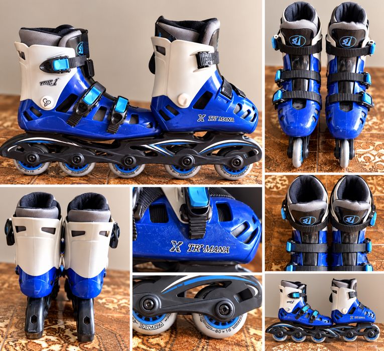 Patins em Linha RollerMania – Azul, Preto e Branco
