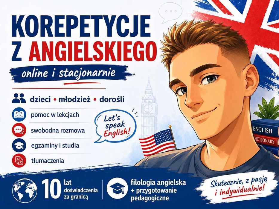 korepetycje NATIVE SPEAKER język angielski tłumaczenia ONLINE/stacjonarnie